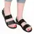 Schwarze Damen-Ledersandalen mit zwei Riemen handgefertigt