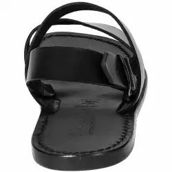 Sandalias negras de mujer en cuero con dos tiras artesanales