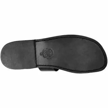 Schwarze Damen-Ledersandalen mit zwei Riemen handgefertigt
