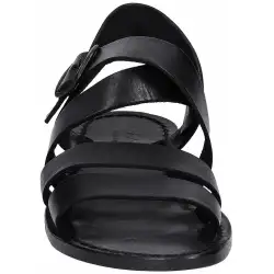 Sandalias franciscanas negras de mujer en cuero con hebilla