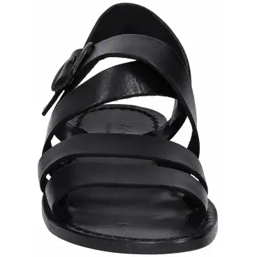 Sandalias franciscanas negras de mujer en cuero con hebilla