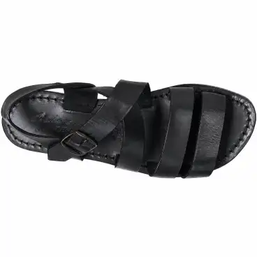 Sandalias franciscanas negras de mujer en cuero con hebilla
