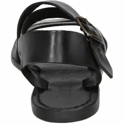 Schwarze Franziskaner-Sandalen für Damen aus Leder