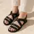 Sandalias franciscanas negras de mujer en cuero con hebilla