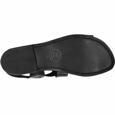 Sandalias franciscanas negras de mujer en cuero con hebilla