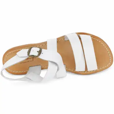 Weiße Franziskaner-Sandalen für Damen aus Leder