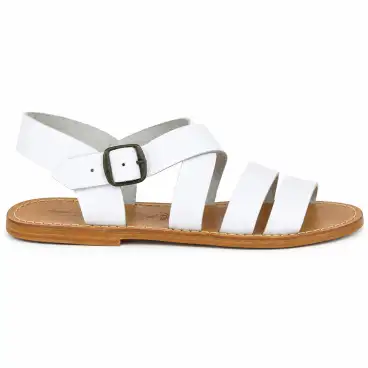 Weiße Franziskaner-Sandalen für Damen aus Leder