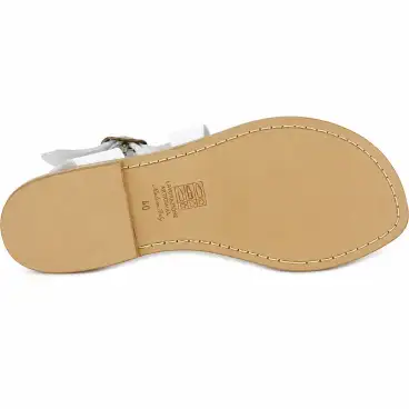 White leather Franciscan sandals for women with ankle strap