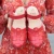 Holzclogs für Damen mit rot Lederkäfig-Obermaterial Handgefertigte