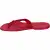 Men's red leather flip-flops - side profile with the toe pointing left
