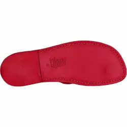 Infradito uomo in pelle rossa - vista della suola in cuoio e del tacco basso