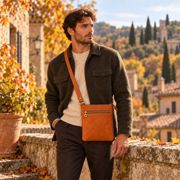 Sac Besace en cuir de vachette véritable fabriqué main en Italie