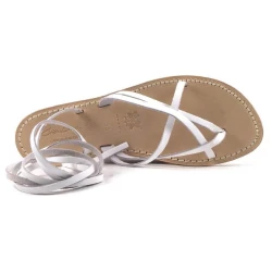 Sandales spartiates travaillé à la main en Italie pour femme en cuir blanc